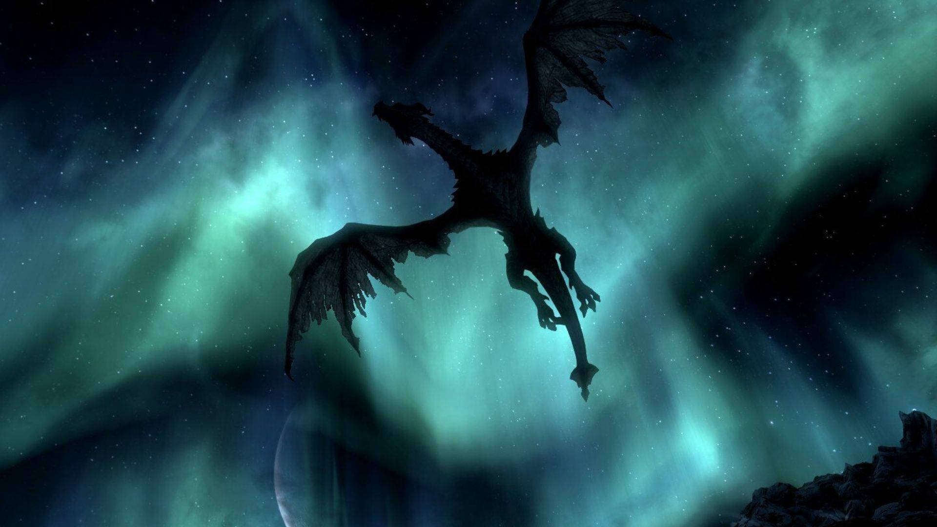 Pete's Dragon Under The Aurora Borealis Wallpaper