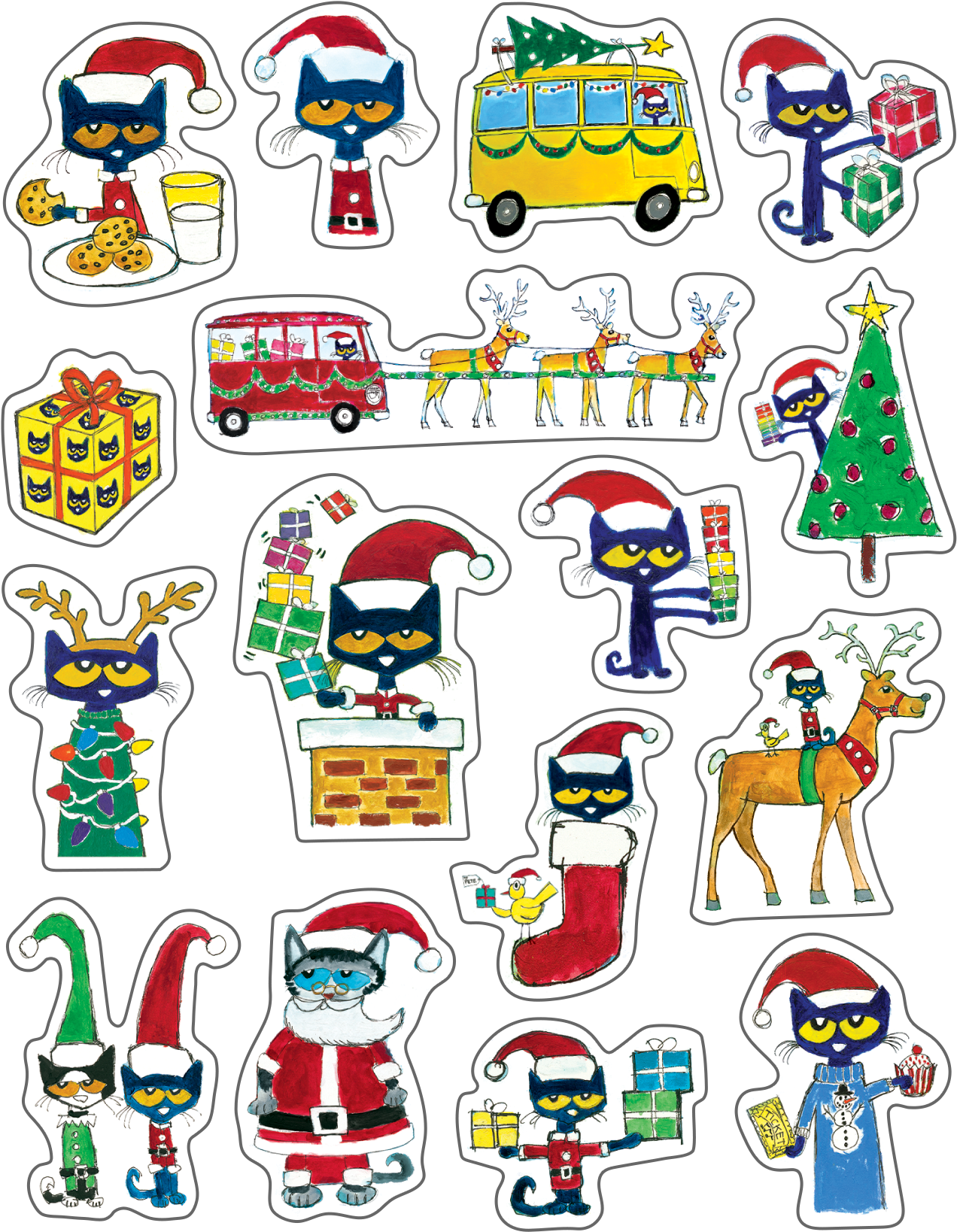 Pete The Cat Christmas Stickers PNG