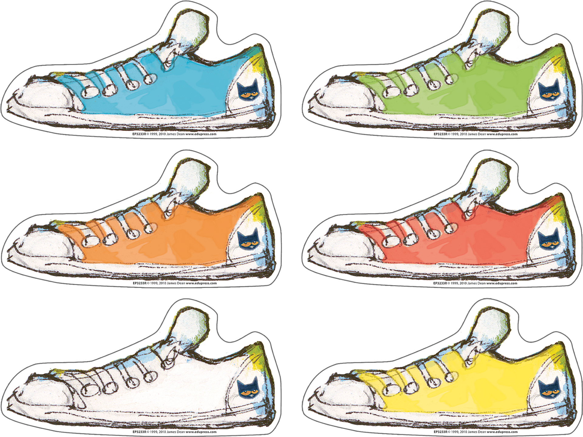 Pete The Cat Colored Shoes Stickers PNG
