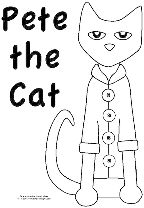 Pete The Cat Coloring Page PNG