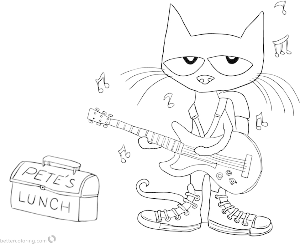 Pete The Cat Playing Guitar PNG