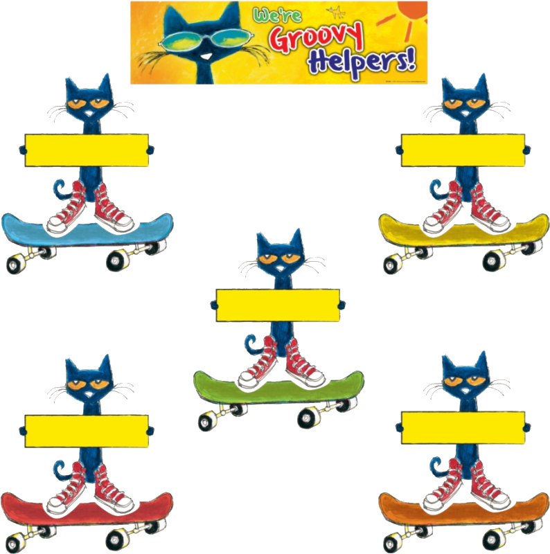 Pete The Cat Skateboarding Helpers PNG