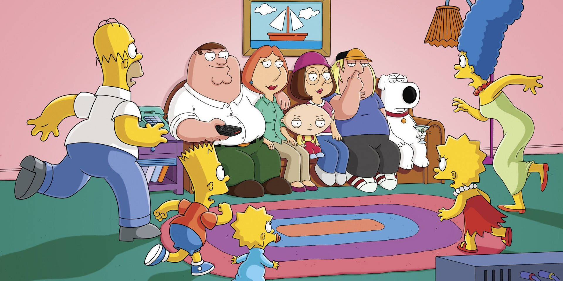 Peter Griffin And The Simpsons Wallpaper