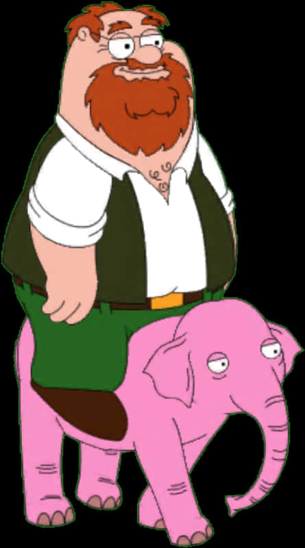 Peter Griffin Riding Pink Elephant PNG