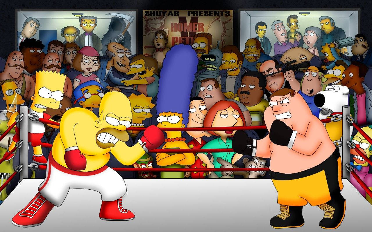 Peter Griffin Versus Homer Simpson Wallpaper