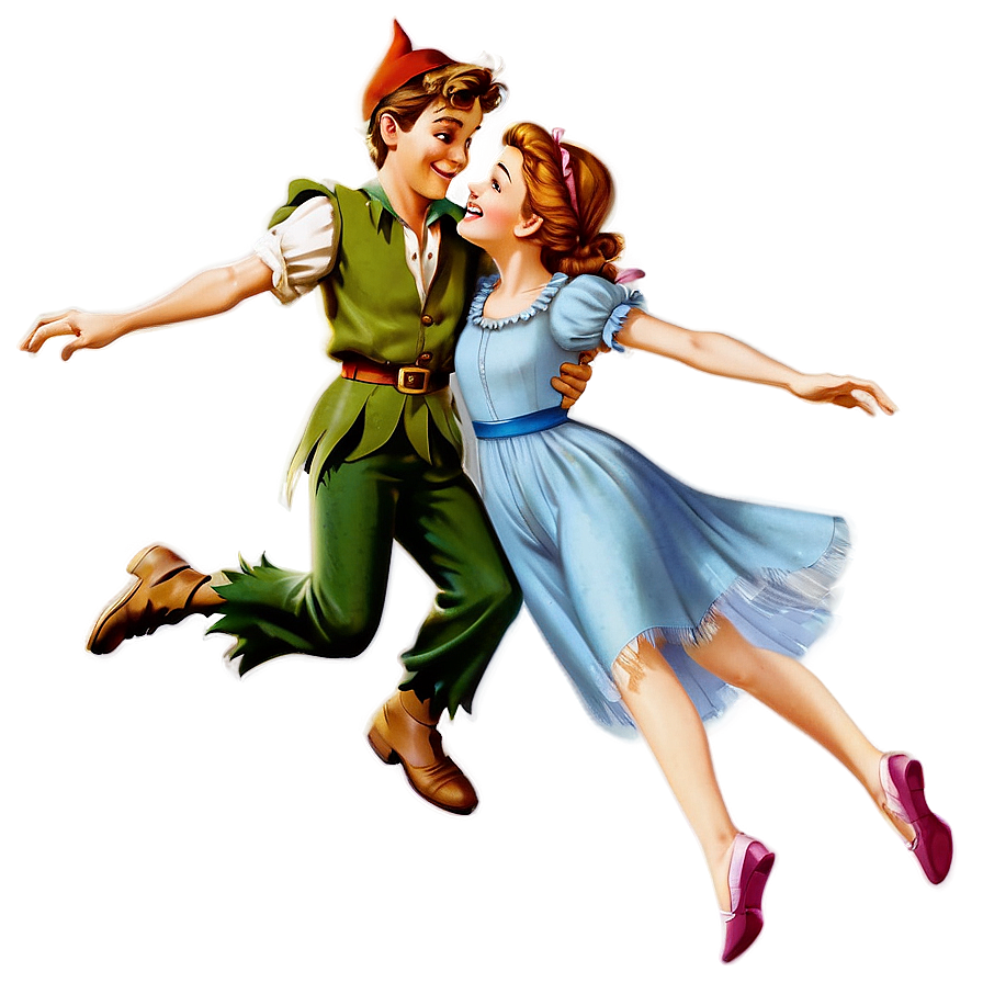 Peter Pan And Wendy Flying Png Etg73 PNG