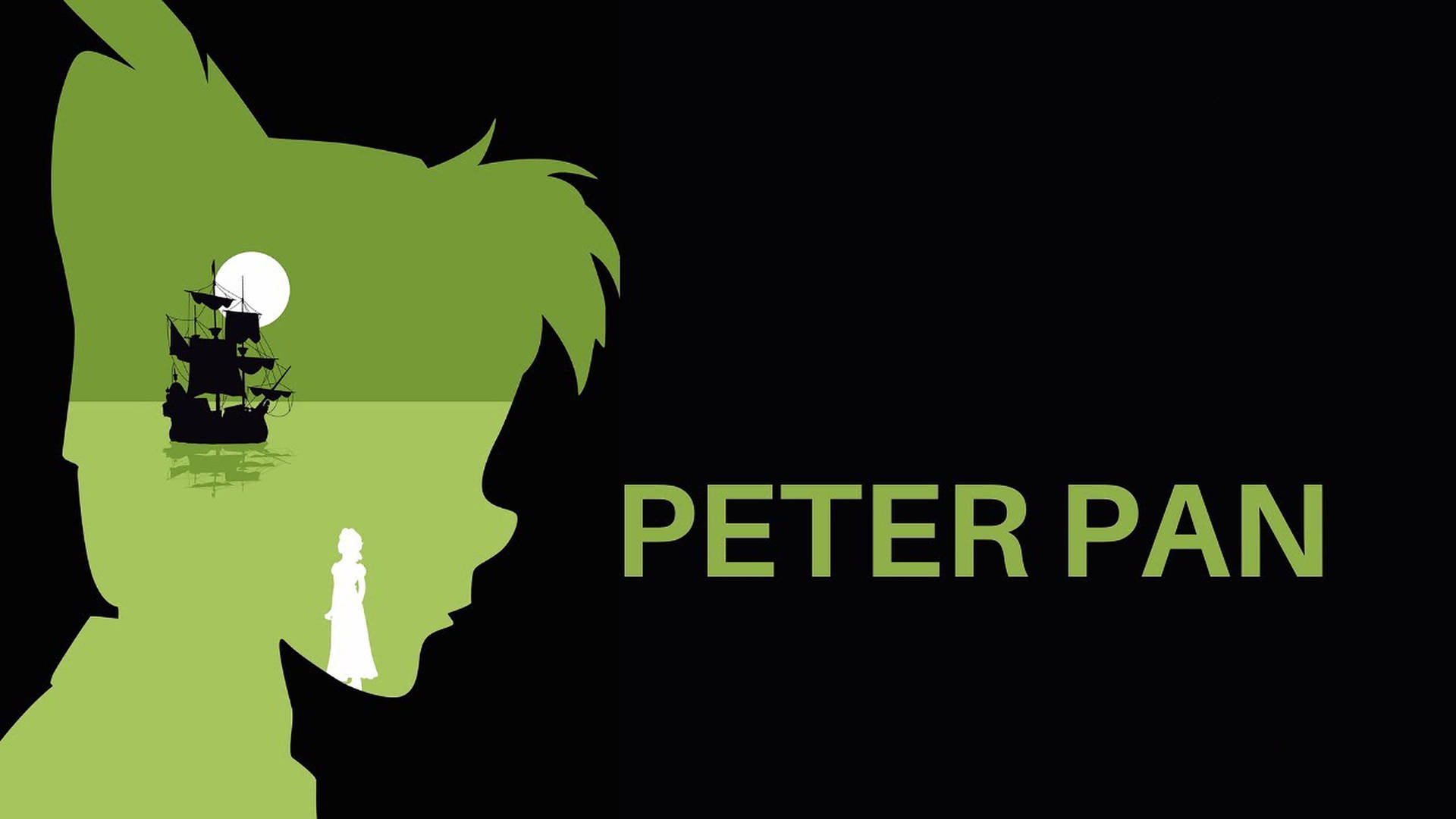 Grøn Silhuet Tapet af Peter Pan Wallpaper
