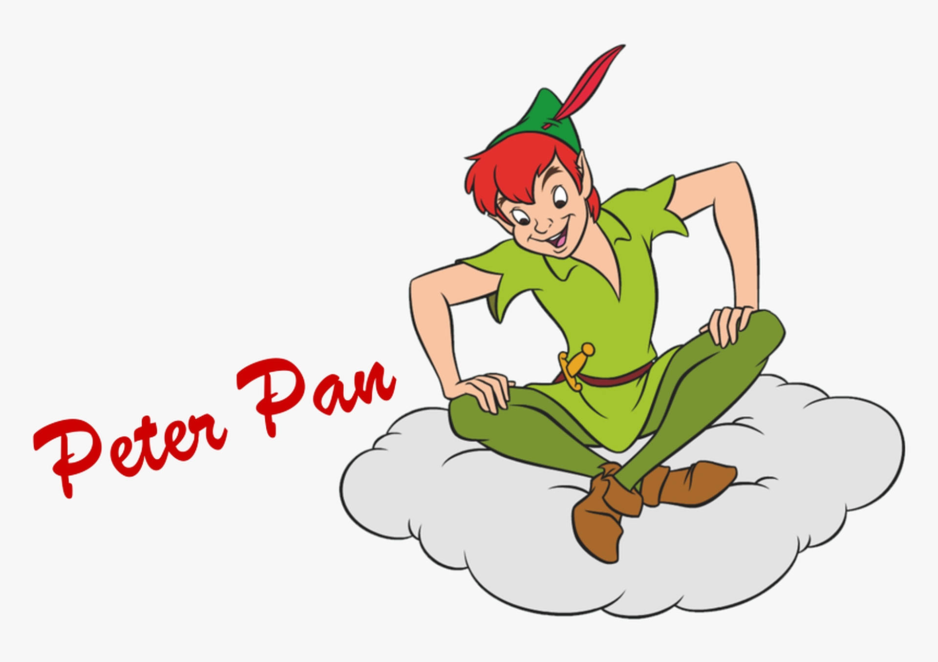 Peter Pan på Skyklud tegning: Lad Peter Pan flyve over en sky af tegneklud. Wallpaper