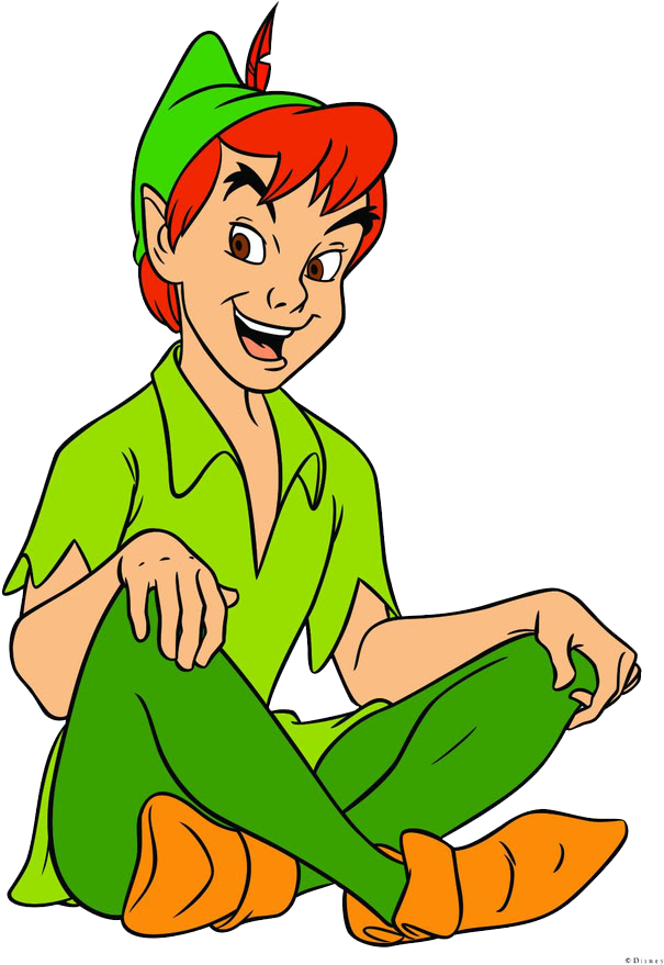 Peter Pan Sitting Down Illustration PNG
