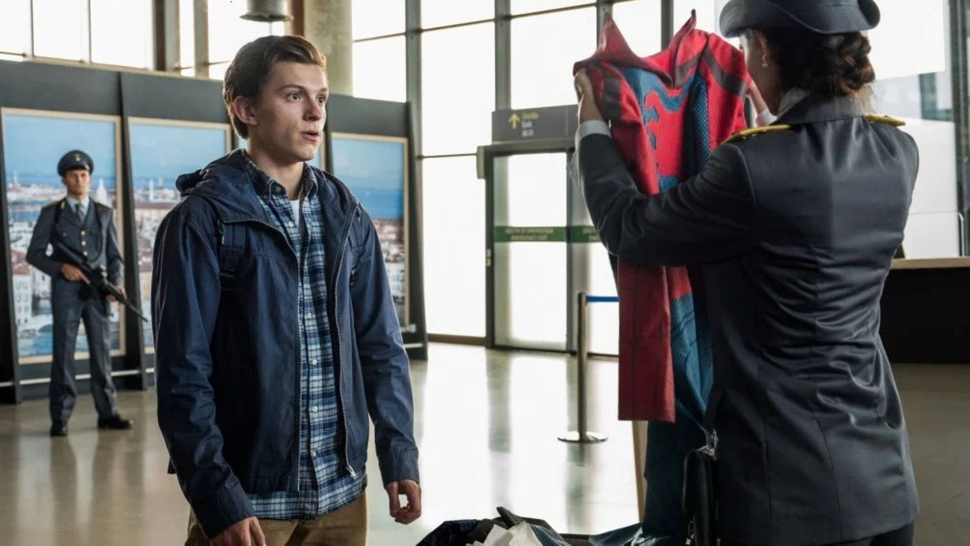Peter Parker Airport Checkpoint Wallpaper