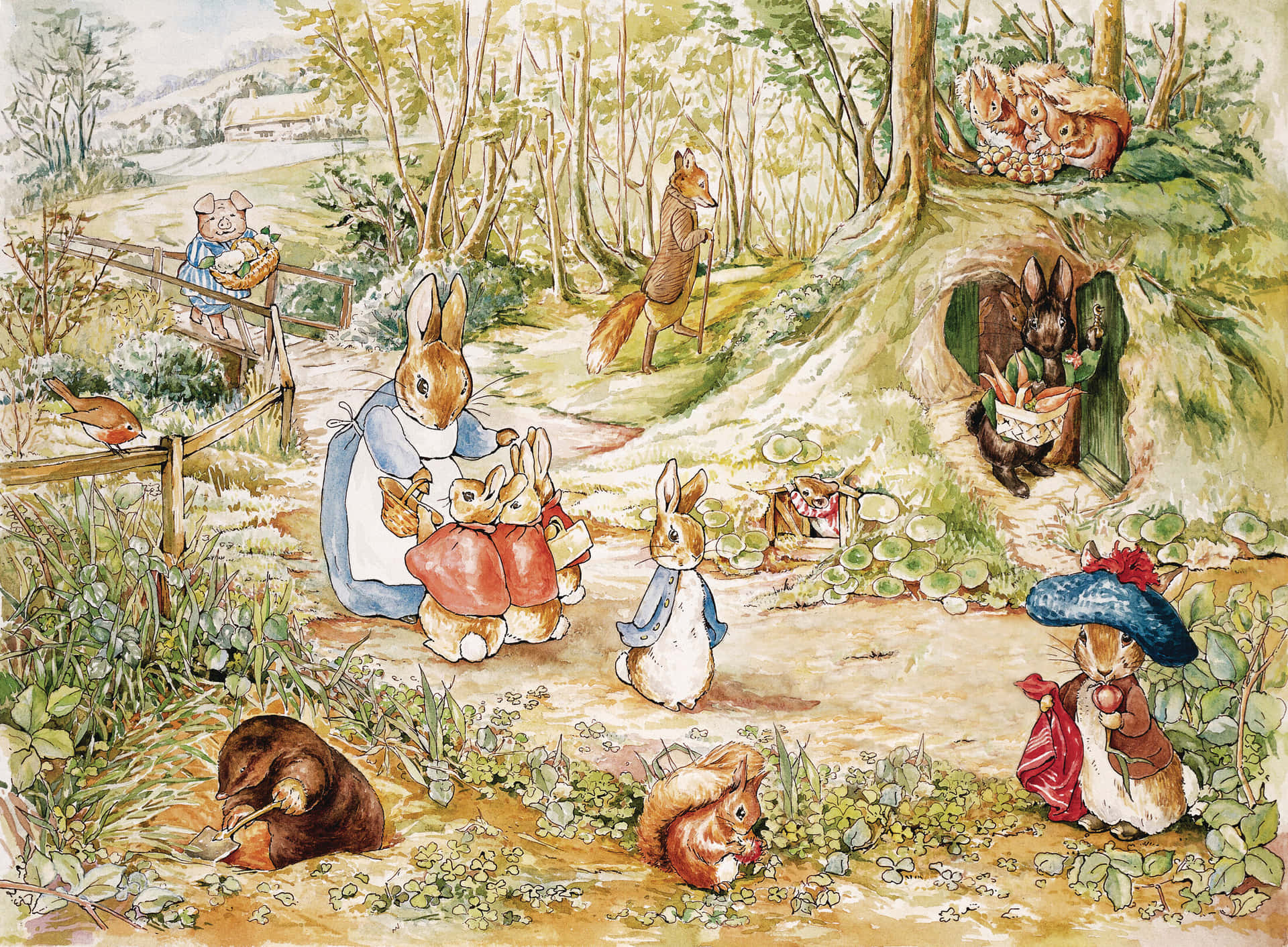 Peter Rabbit Forest Gathering Illustration Wallpaper