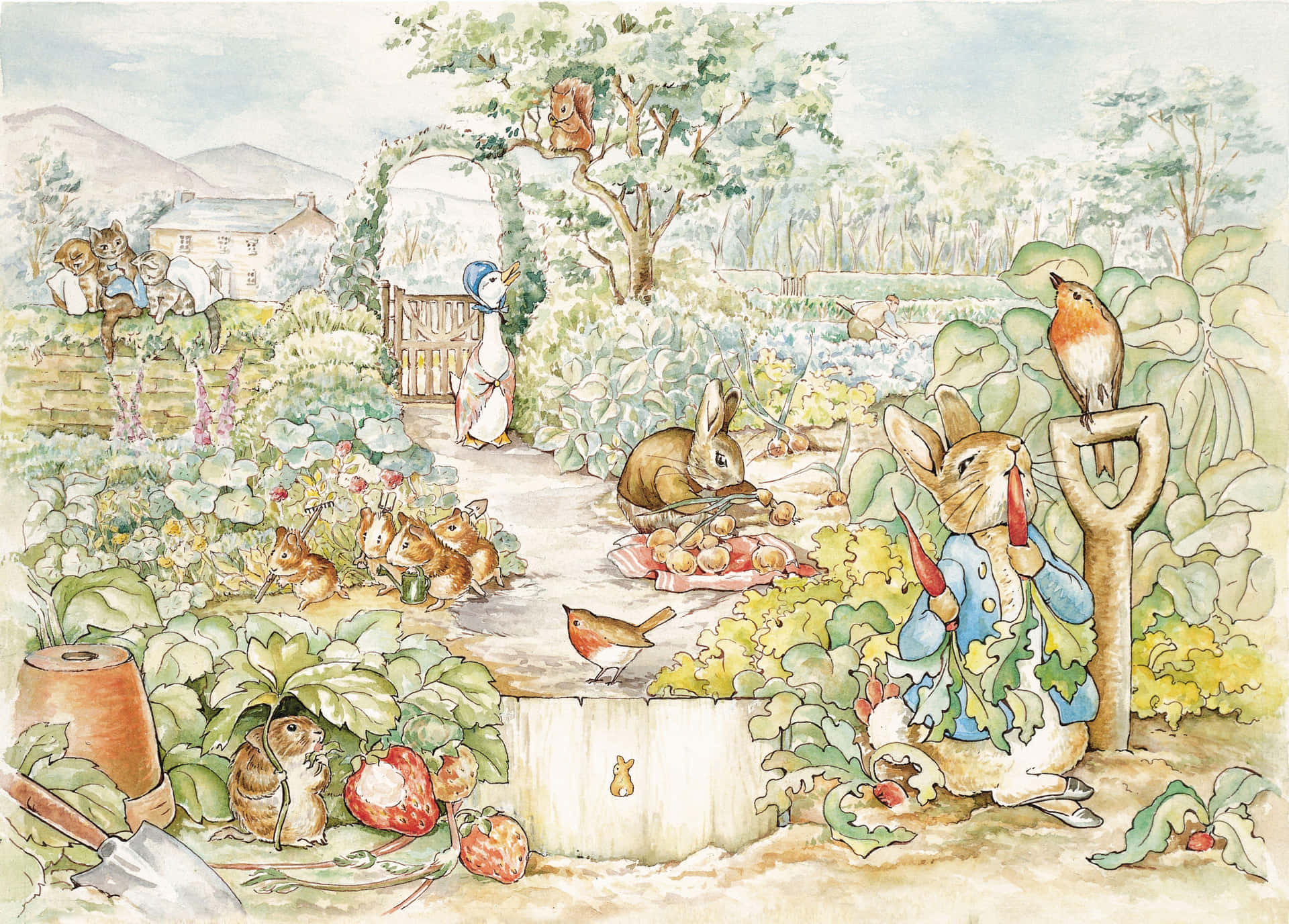 Peter Rabbit Garden Mischief Wallpaper