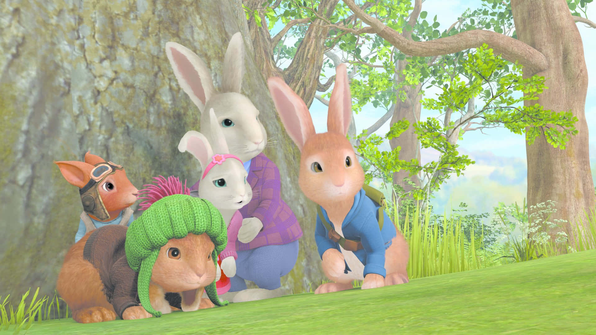 Peter Rabbitand Friends Outdoor Adventure Wallpaper