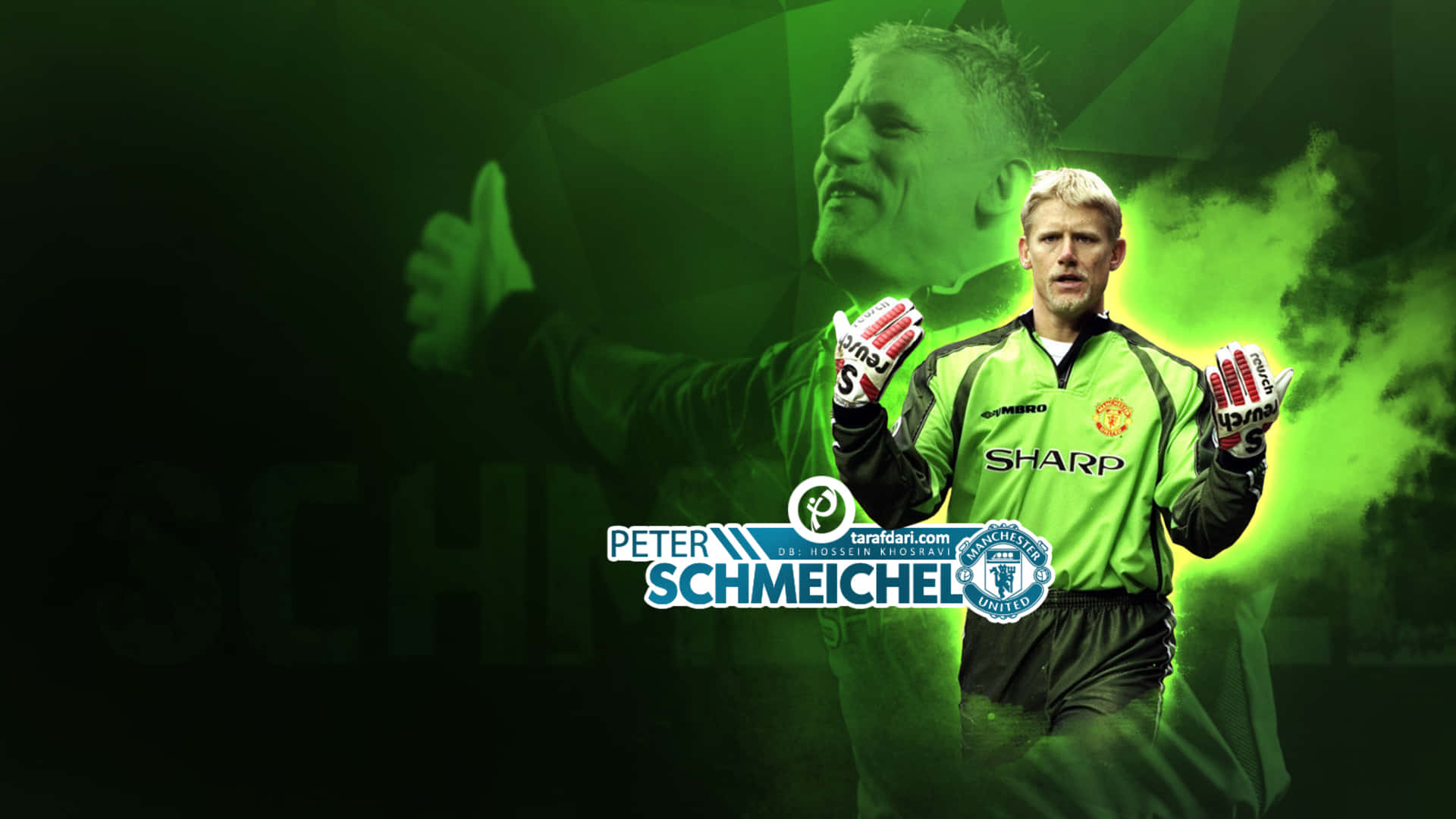 Peter Schmeichel Green Graphic Art Goalkeeper Manchester United Wallpaper