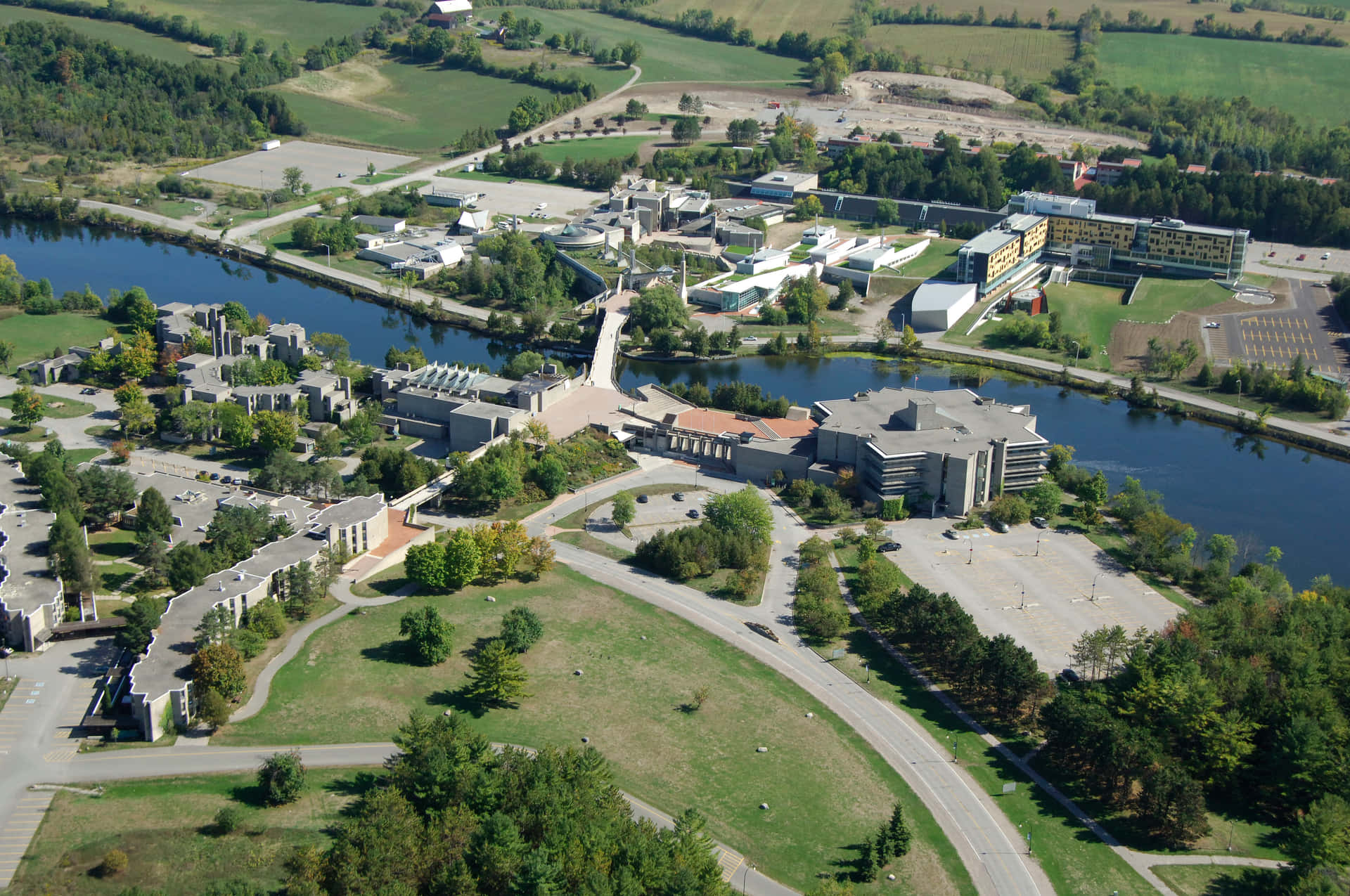 Peterborough Aerial Viewof University Campus Wallpaper