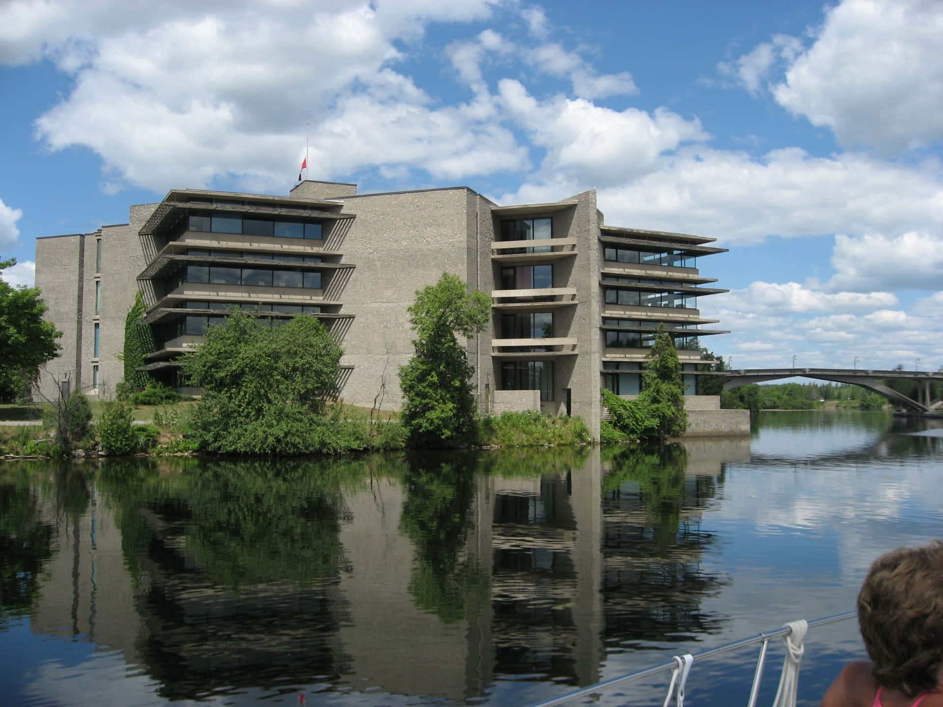 Peterborough Riverfront Building Reflection Wallpaper