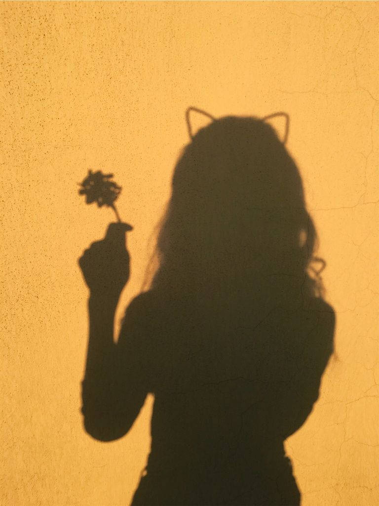 Pfpestética De Una Chica Con Orejas De Gato Y Una Rosa. Fondo de pantalla