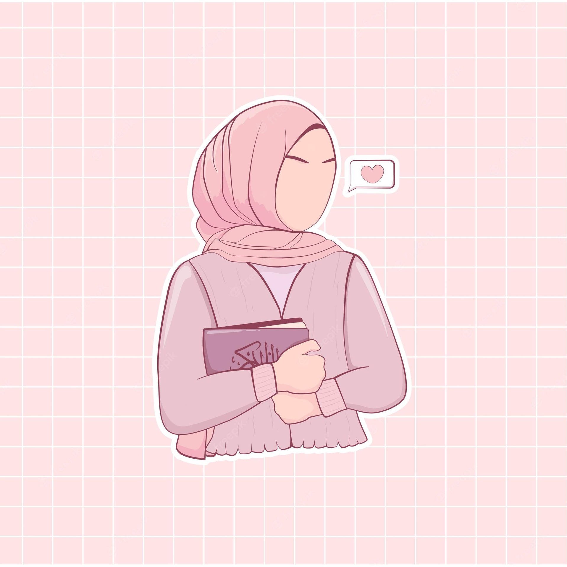 PFP Æstetisk muslimsk pige med bærbar computer Wallpaper
