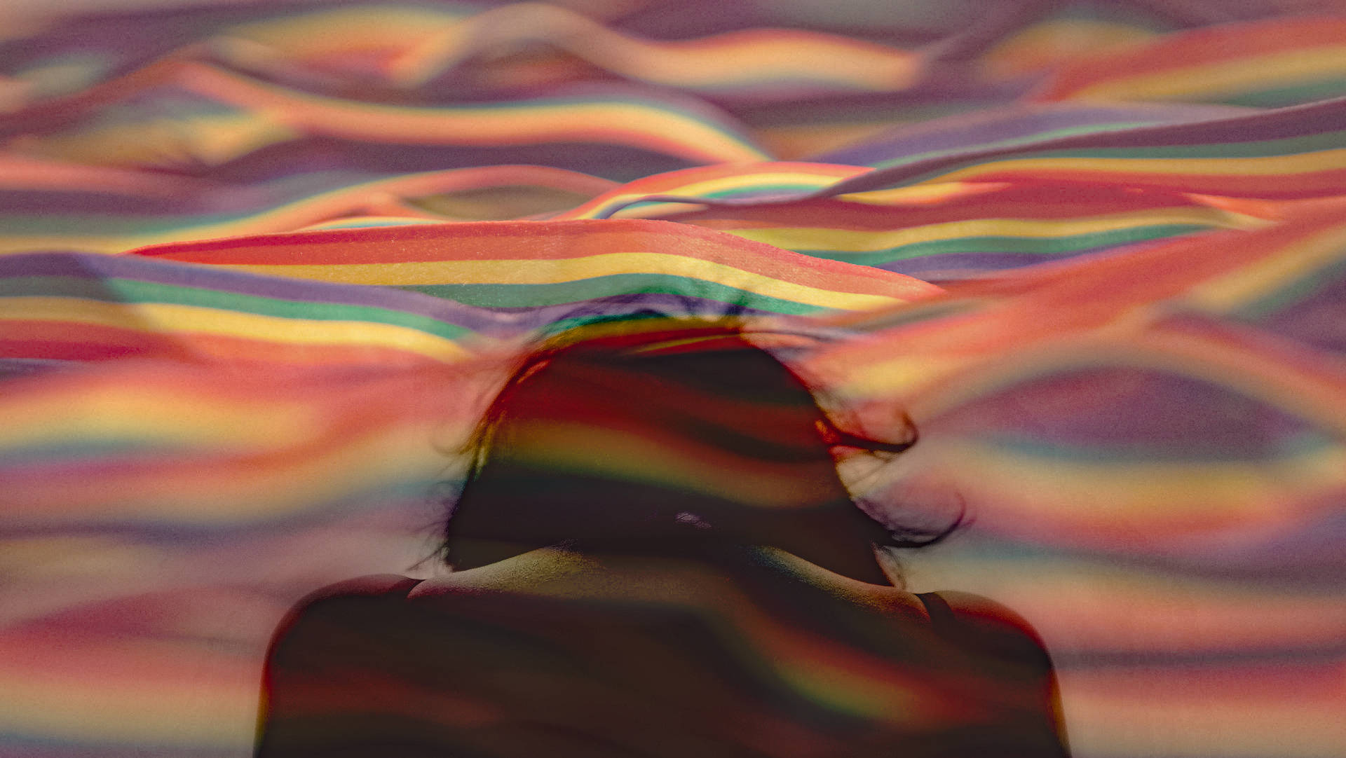 Pfp Aesthetic Woman In Rainbow Waves Wallpaper