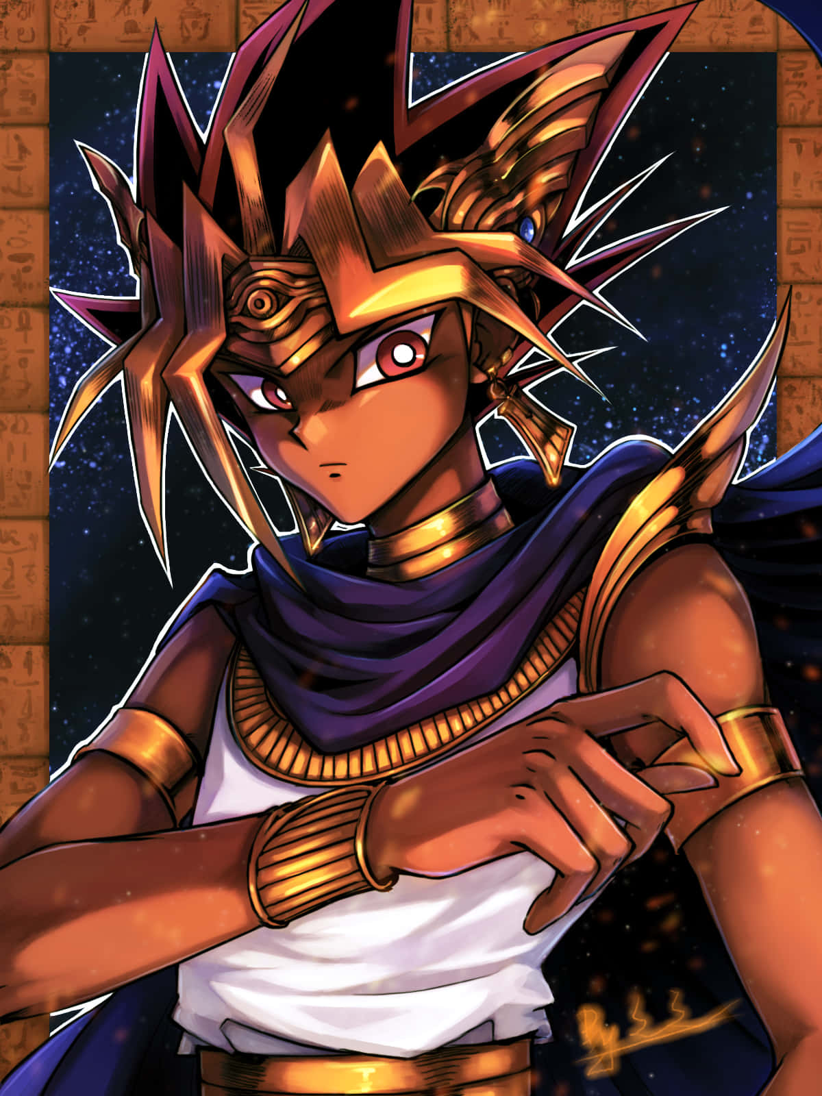 Pharaoh Atem majestically gazing into the distance Wallpaper