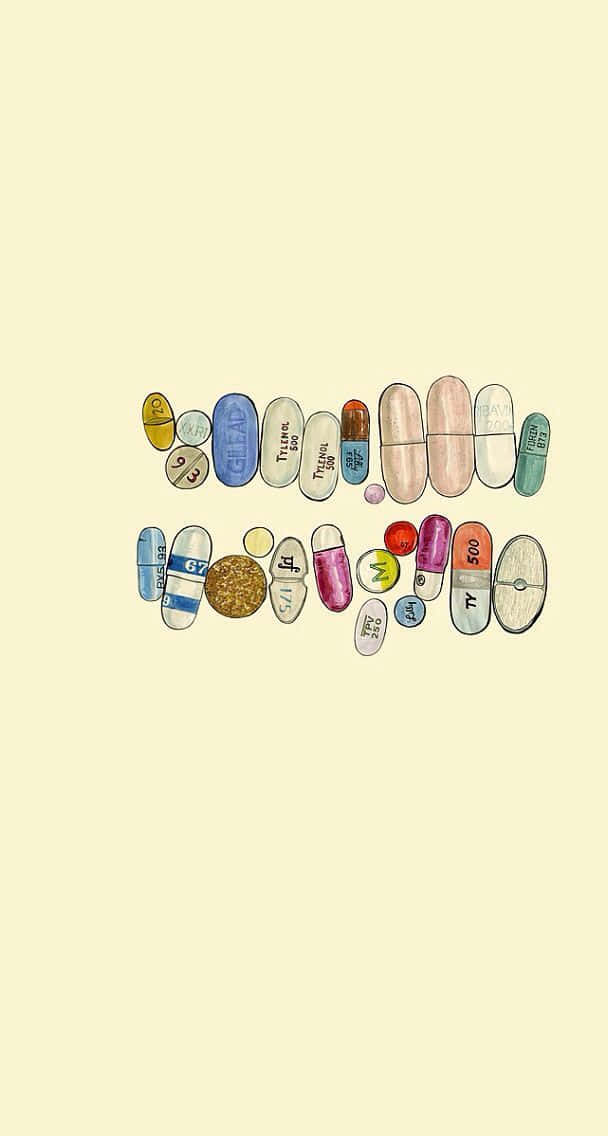 A Drawing Of Various Pills And Tablets