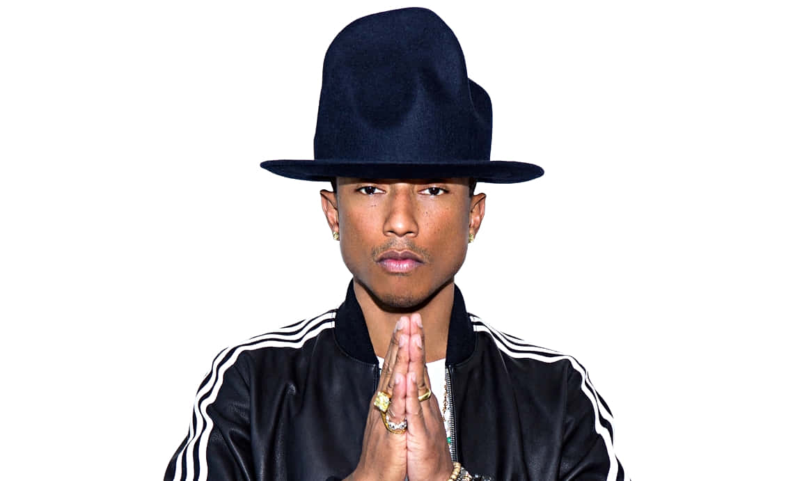 Pharrell Williams Iconic Hat Pose Wallpaper