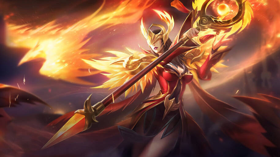 Pharsa And The Phoenix Fire Wings Wallpaper