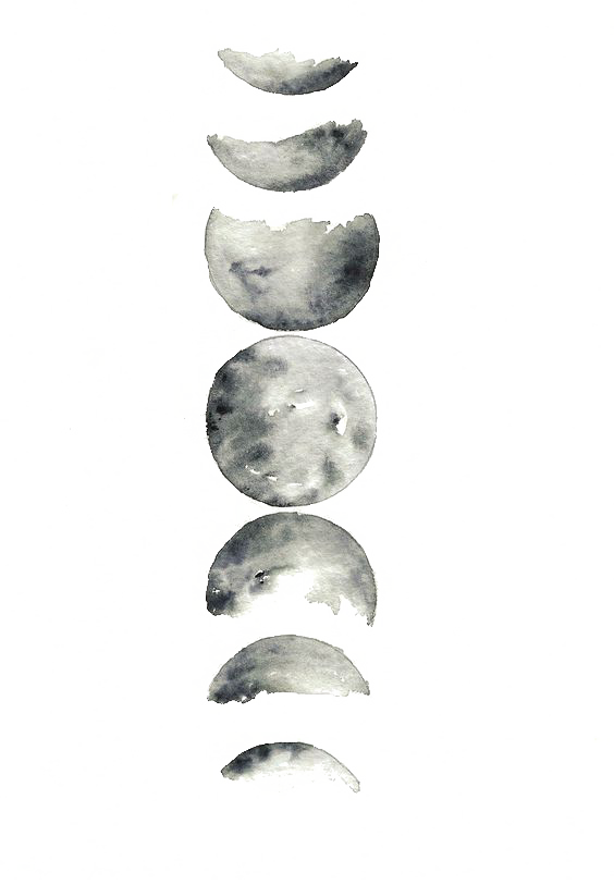 Phasesof Moon Watercolor PNG