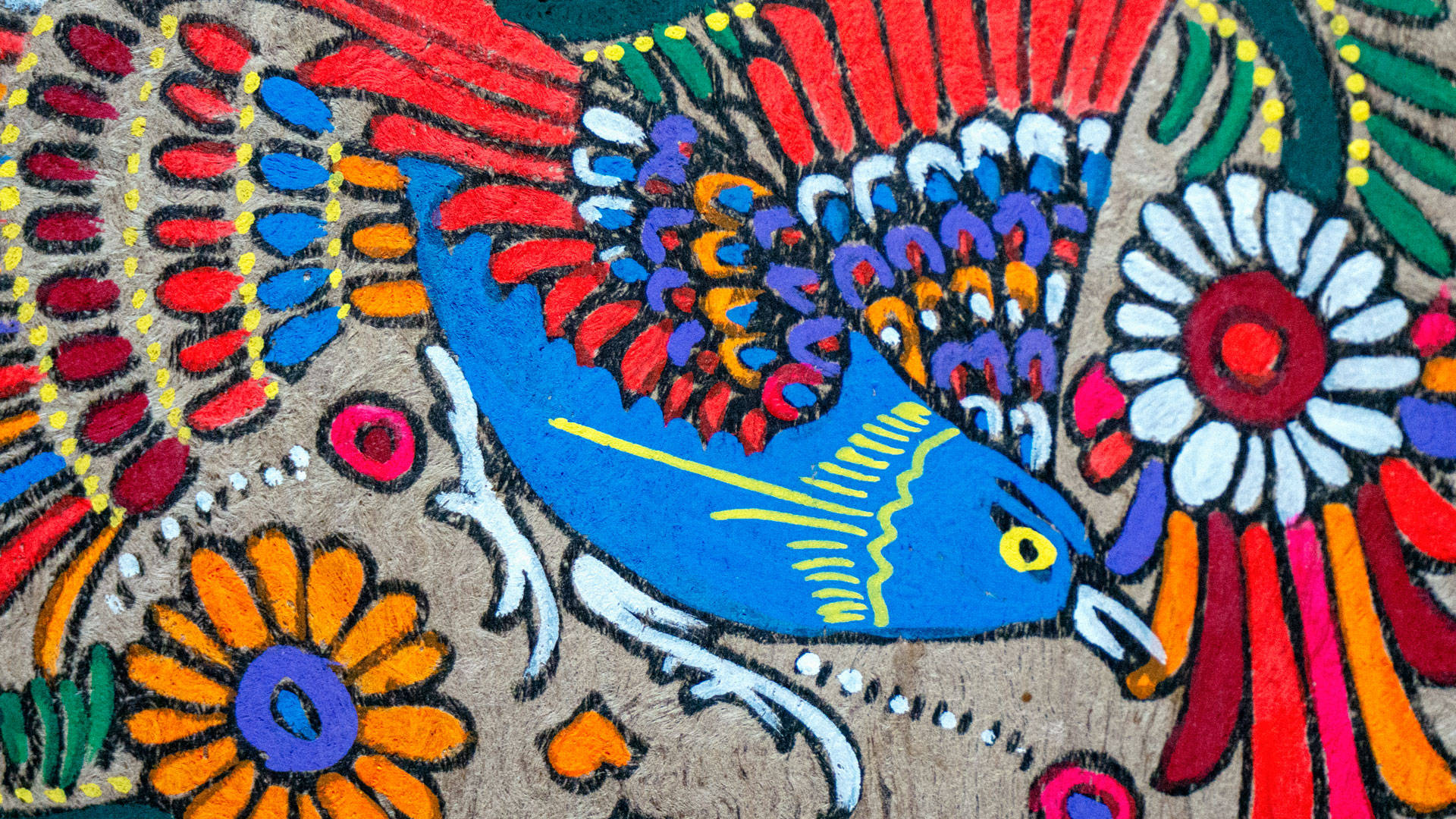 Phasianidae Colorful Folk Art Wallpaper