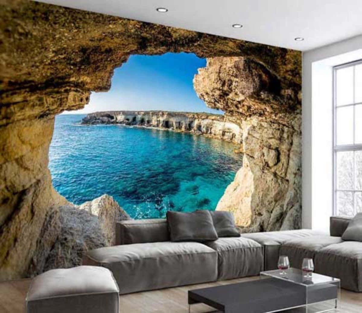 Phenomenal Scenery In Living Room Wallpaper