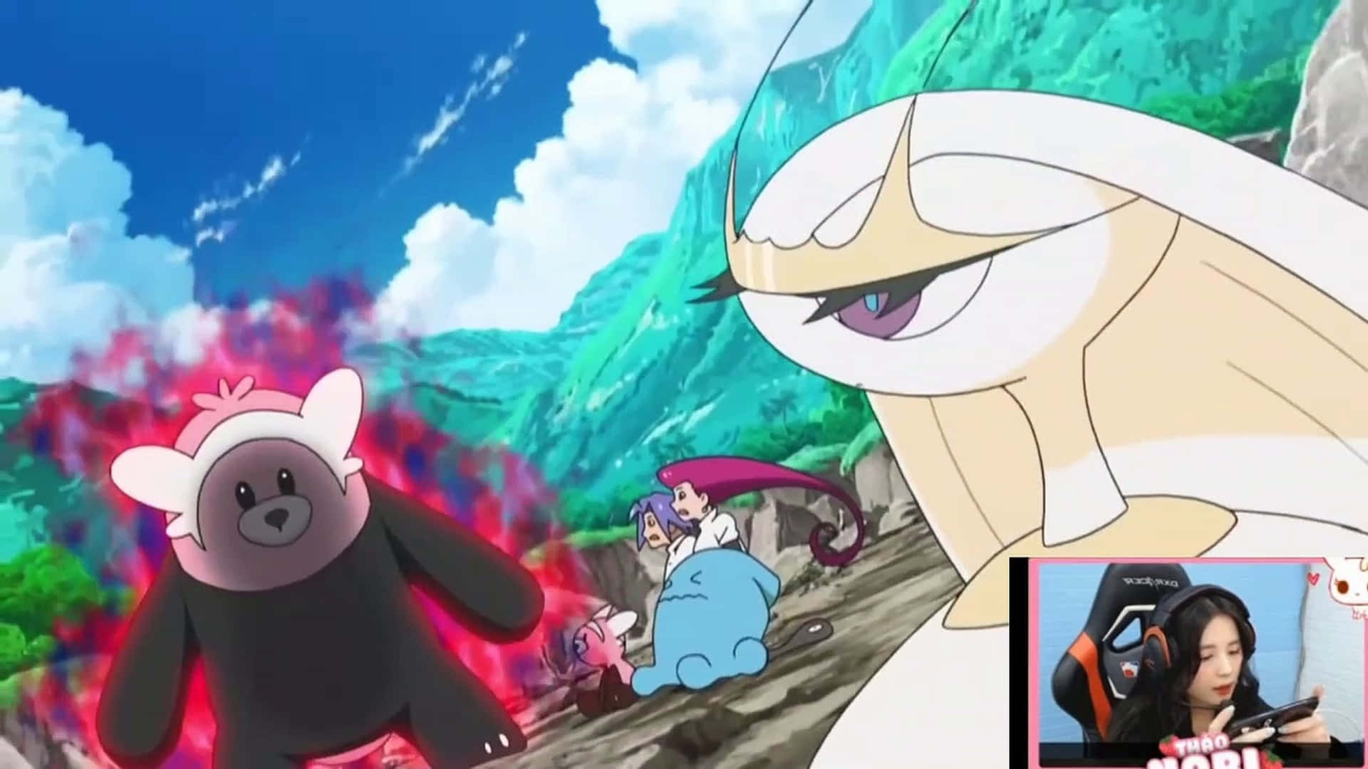 Batallade Pheromosa Contra Bewear En Pokémon Fondo de pantalla