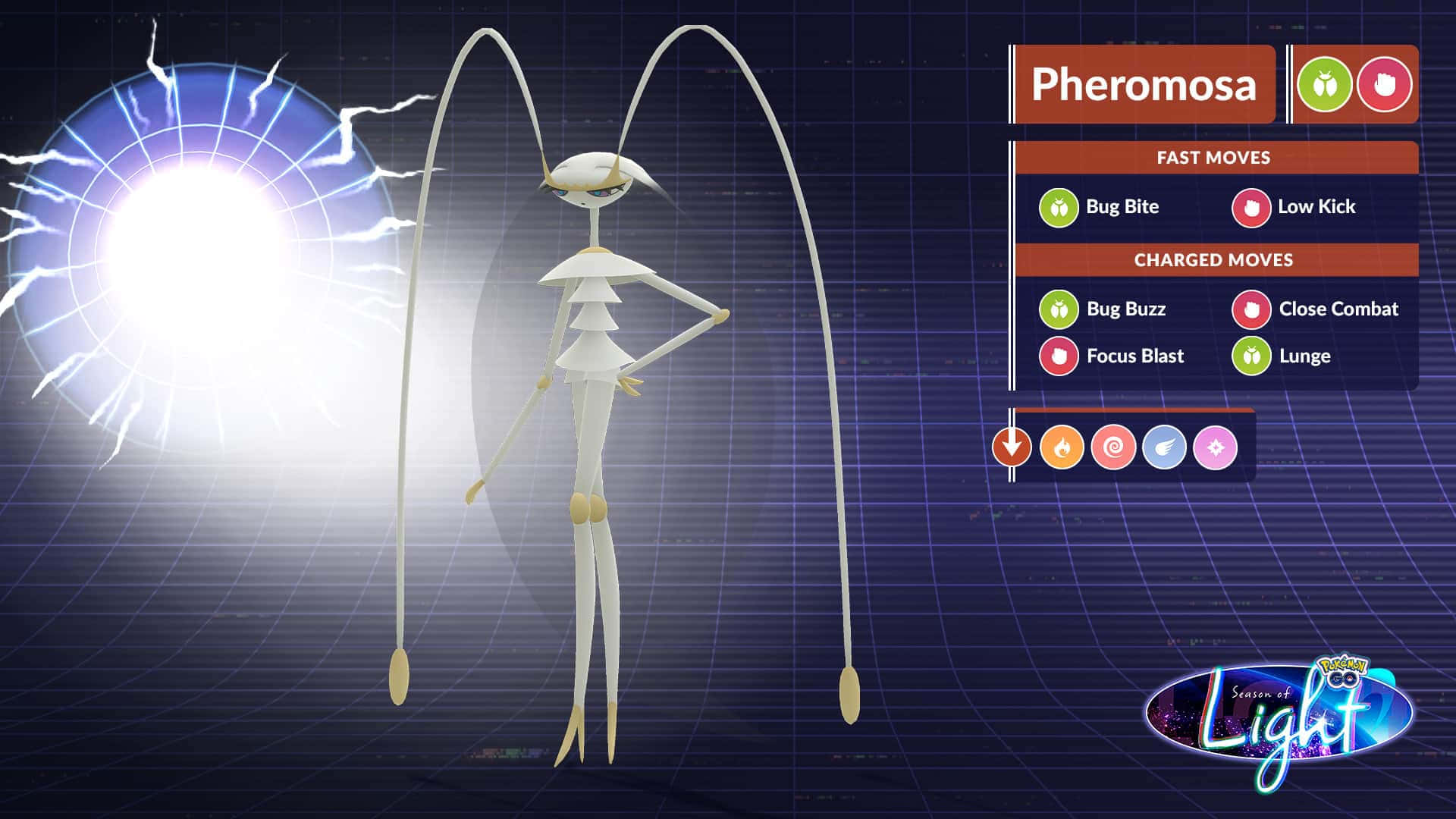 Pheromosamit Pokémon-kraft Informationen Wallpaper