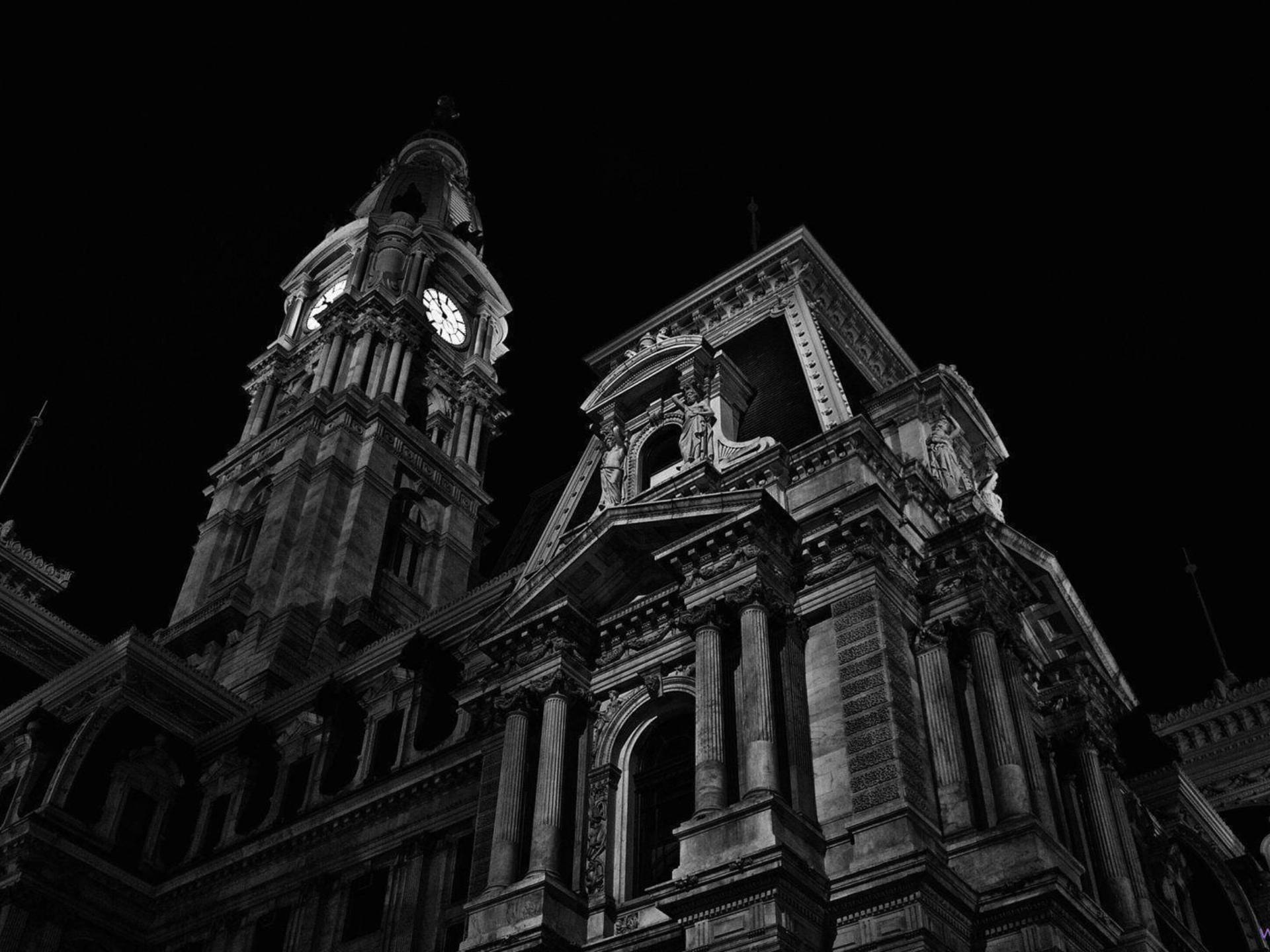Edificiodel Ayuntamiento De Filadelfia En Tableta Negra. Fondo de pantalla