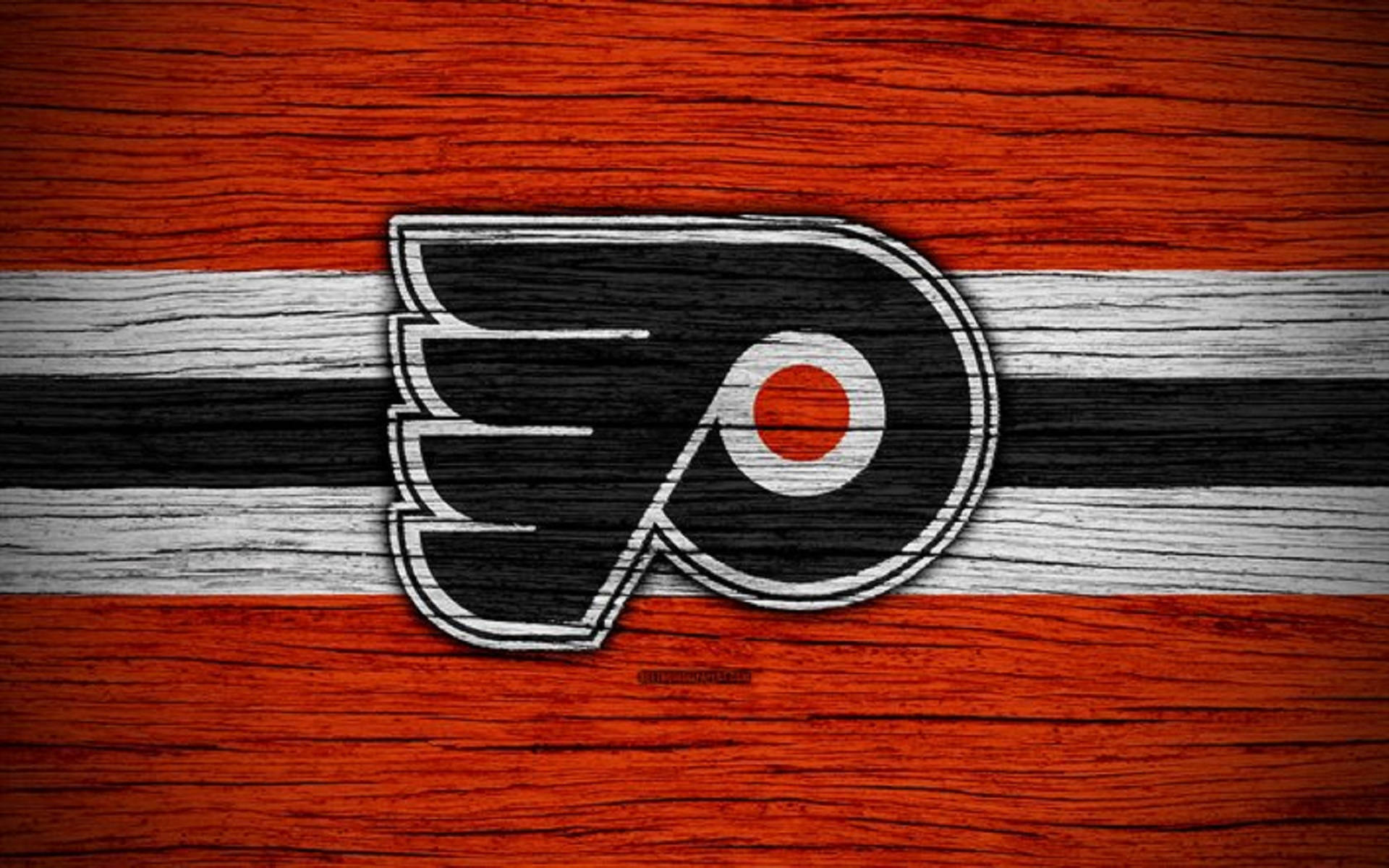 Philadelphia Flyers Logo On Red Wood Wallpaper