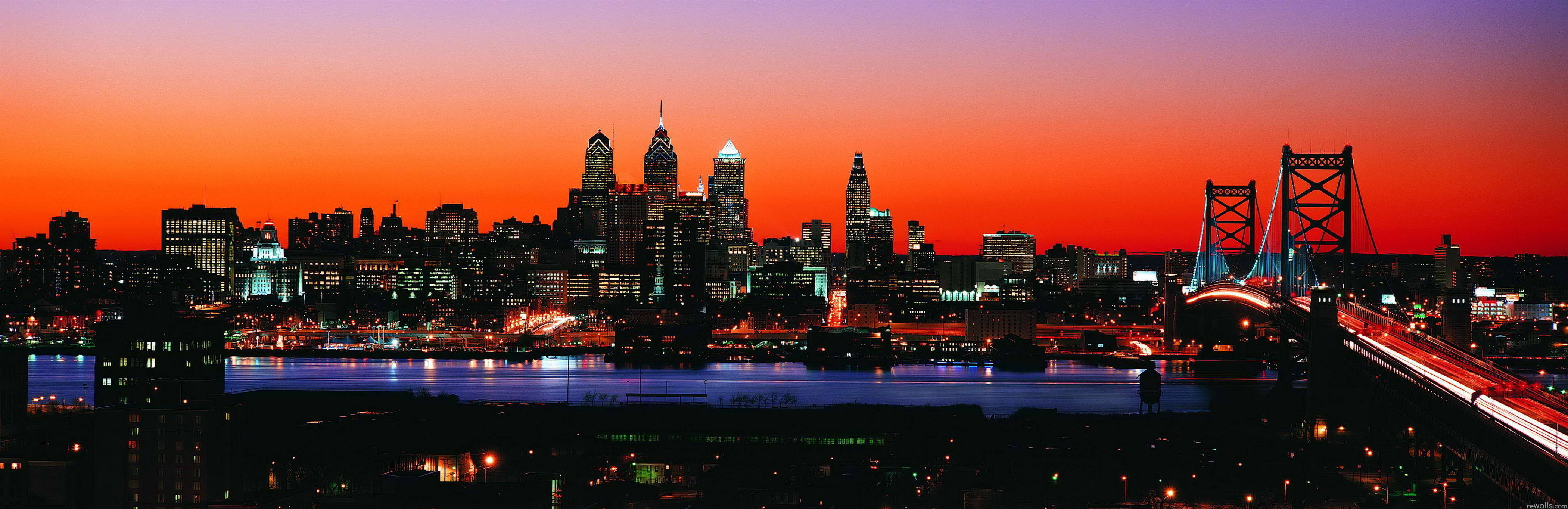 Philadelphia Orange Skyline Wallpaper