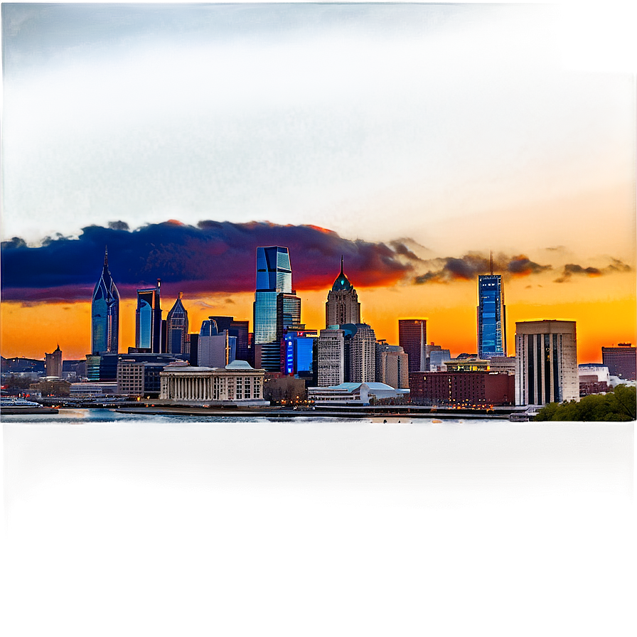 Philadelphia Skyline During Golden Hour Png 06252024 PNG