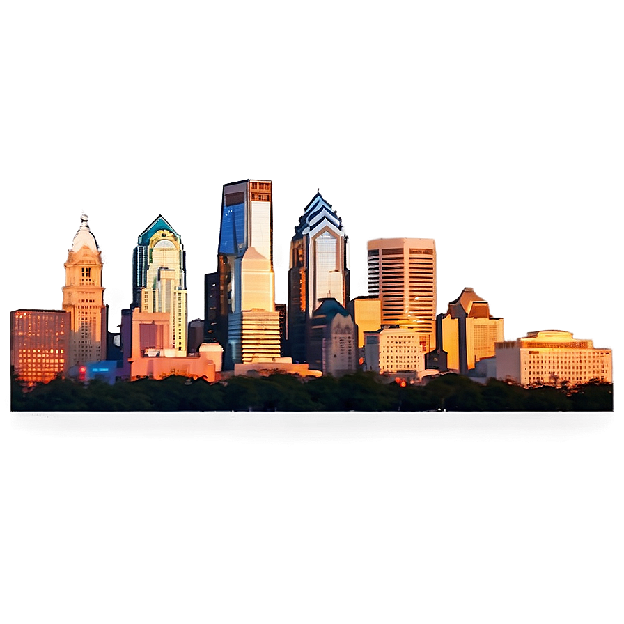 Philadelphia Skyline During Golden Hour Png 41 PNG