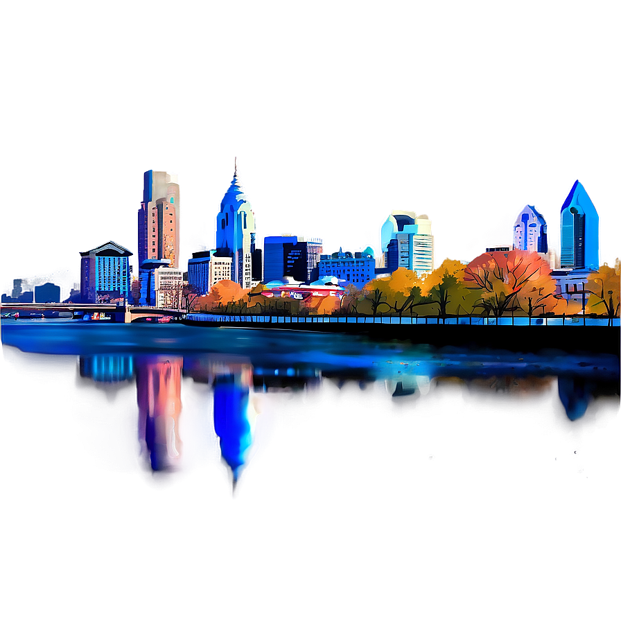 Philadelphia Skyline From River View Png Bbf PNG