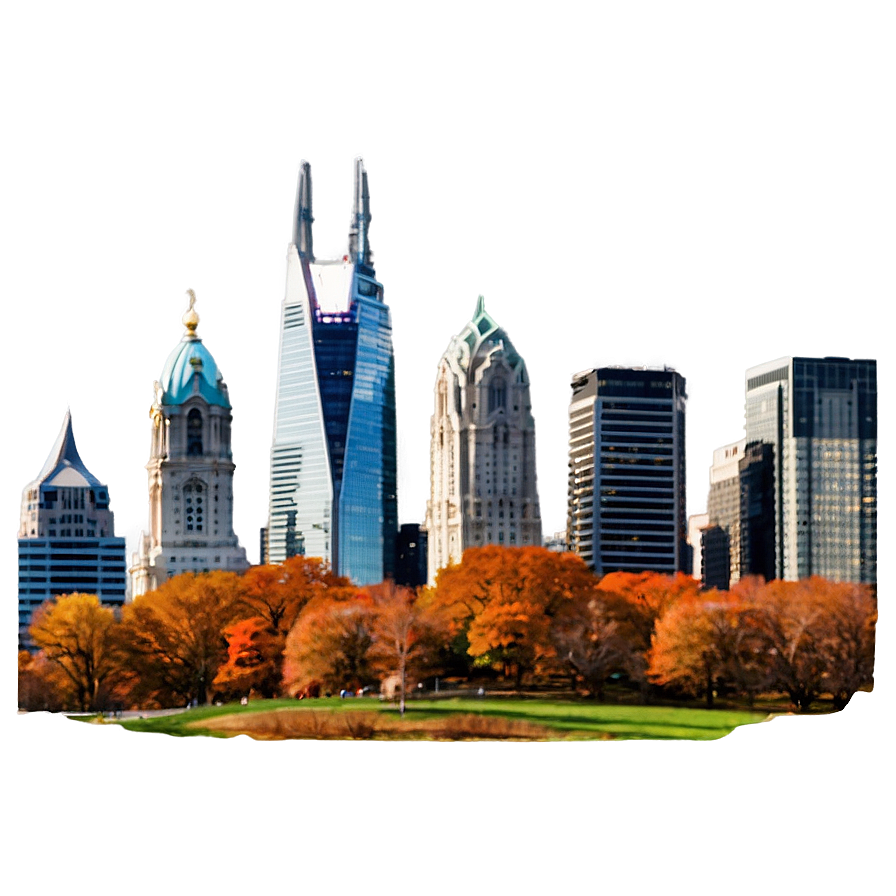 Philadelphia Skyline In Autumn Png Yxi79 PNG