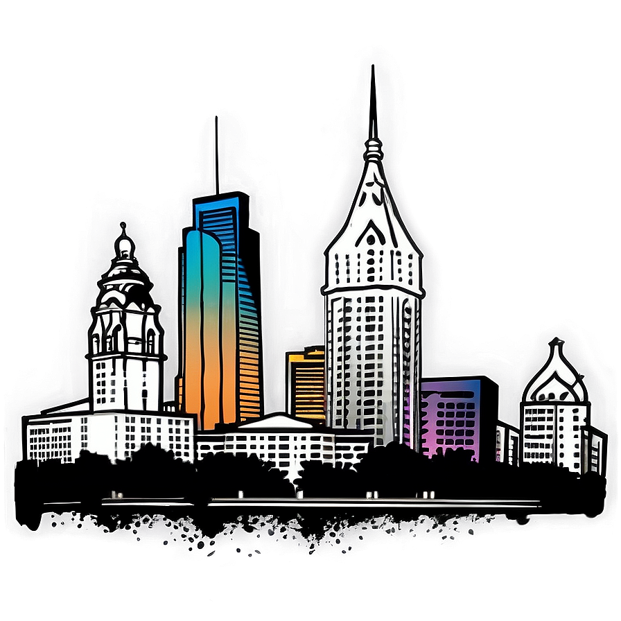 Philadelphia Skyline In Comic Style Png 06252024 PNG