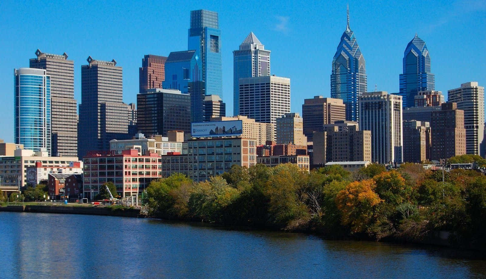 Philadelphia Skyline Of Blue Sky Wallpaper