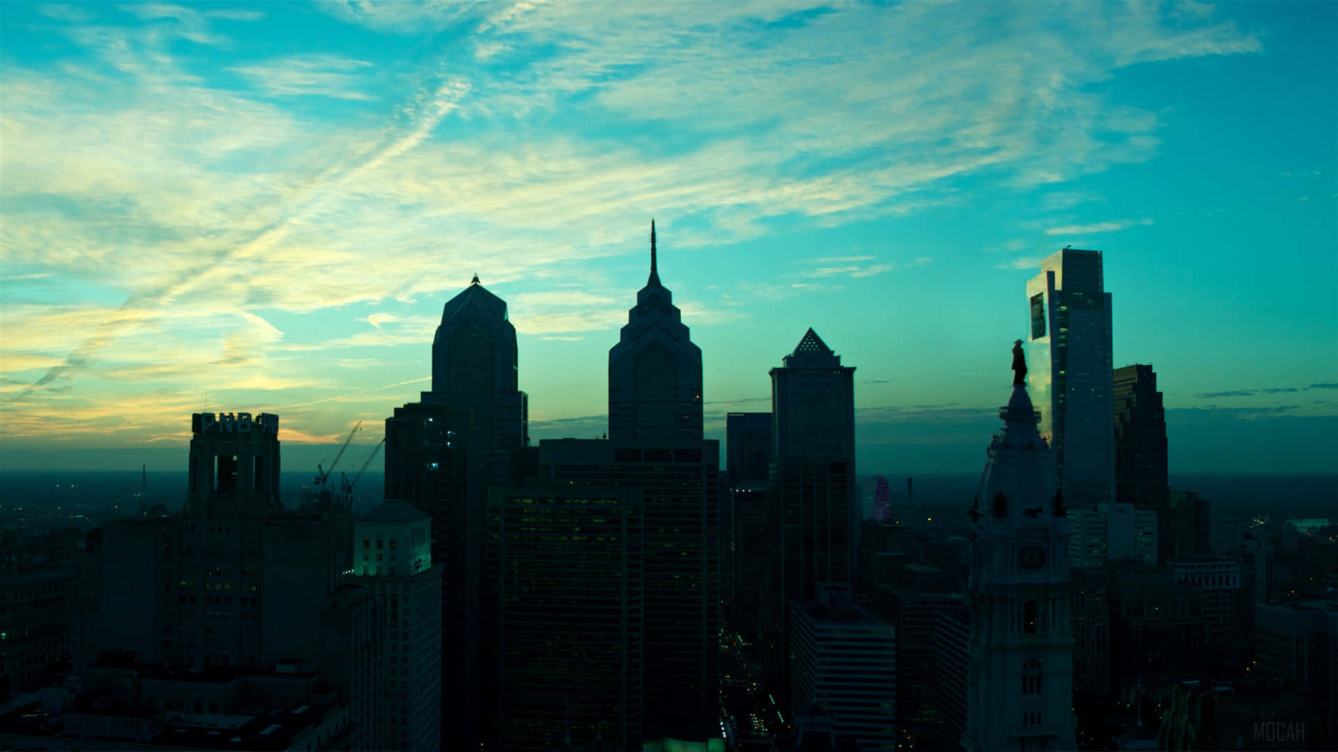 Philadelphia Skyline Of Silhouetted Buildings Wallpaper