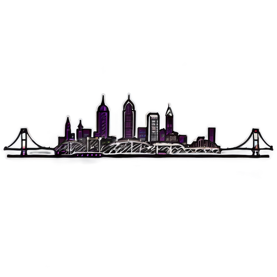 Philadelphia Skyline With Ben Franklin Bridge Png Glo PNG