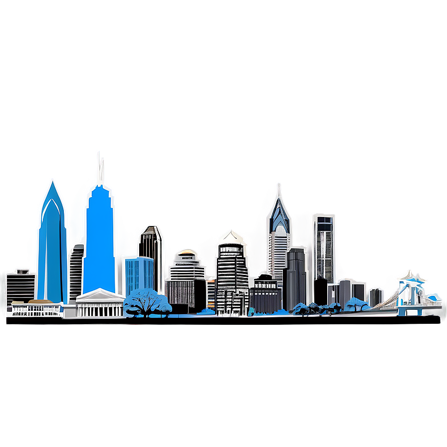 Philadelphia Skyline With Blue Sky Png Vrl PNG