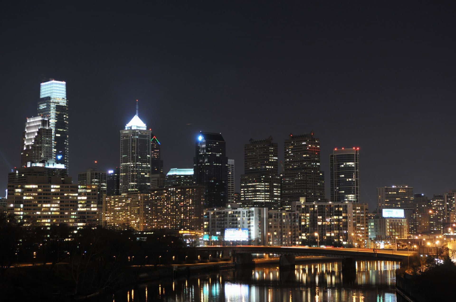 Philadelphia Skyline With City Lights Wallpaper