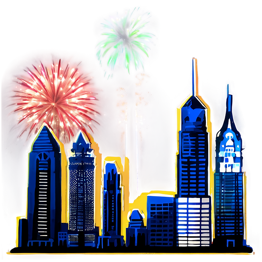 Philadelphia Skyline With Fireworks Png Kjc PNG