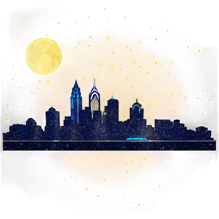 Philadelphia Skyline With Starry Night Png Faq30 PNG