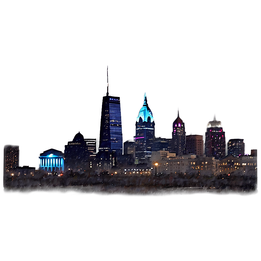 Philadelphia Skyline With Starry Night Png Gqv58 PNG