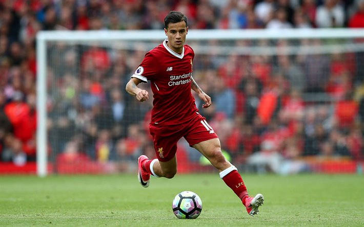 Philippe Coutinho In Action During A Football Match. Wallpaper