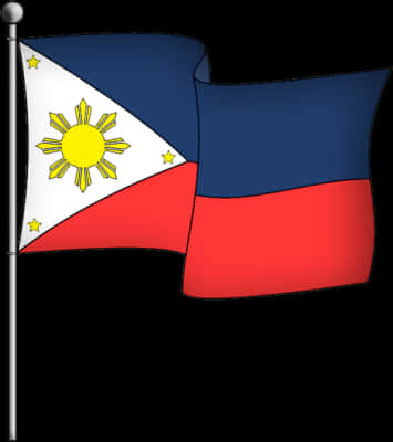 Philippine Flag Waving Illustration PNG